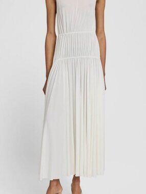 Alaia Women's White Sleeveless Pleated Goddess Dress Size 34